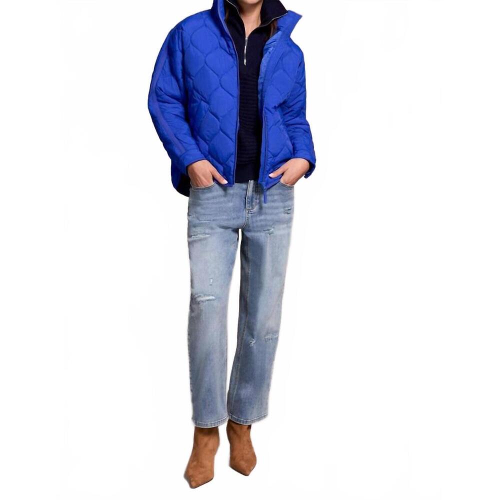 NEW TRIBAL lightweight drop shoulder quilted puffer jacket in lapis blue